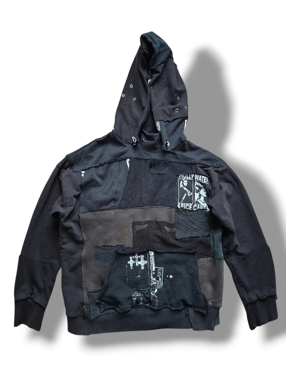 Black Patchwork Hoodie